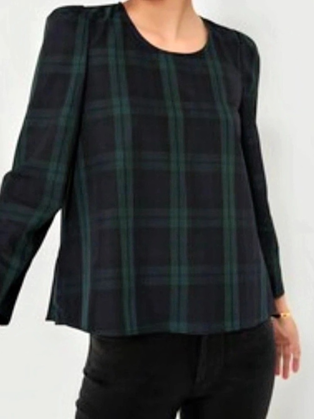Tuckernuck Pomander Place Plaid Long Sleeve Blackwatch Tartan Blouse Small